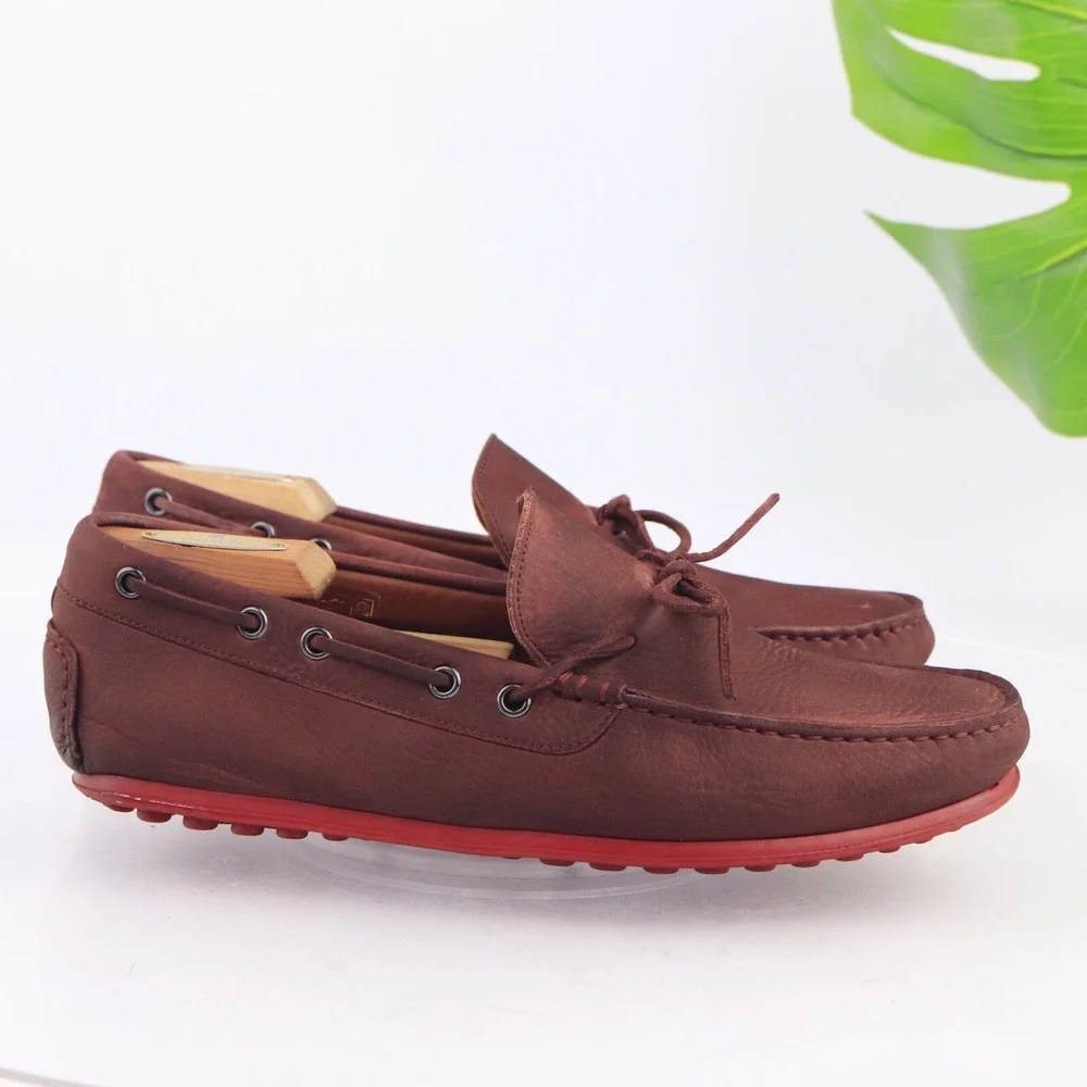 M Gemi Mens The Barca Boat Shoes Size 41.5 8.5 Burgundy Leather Moccasin Loafers
